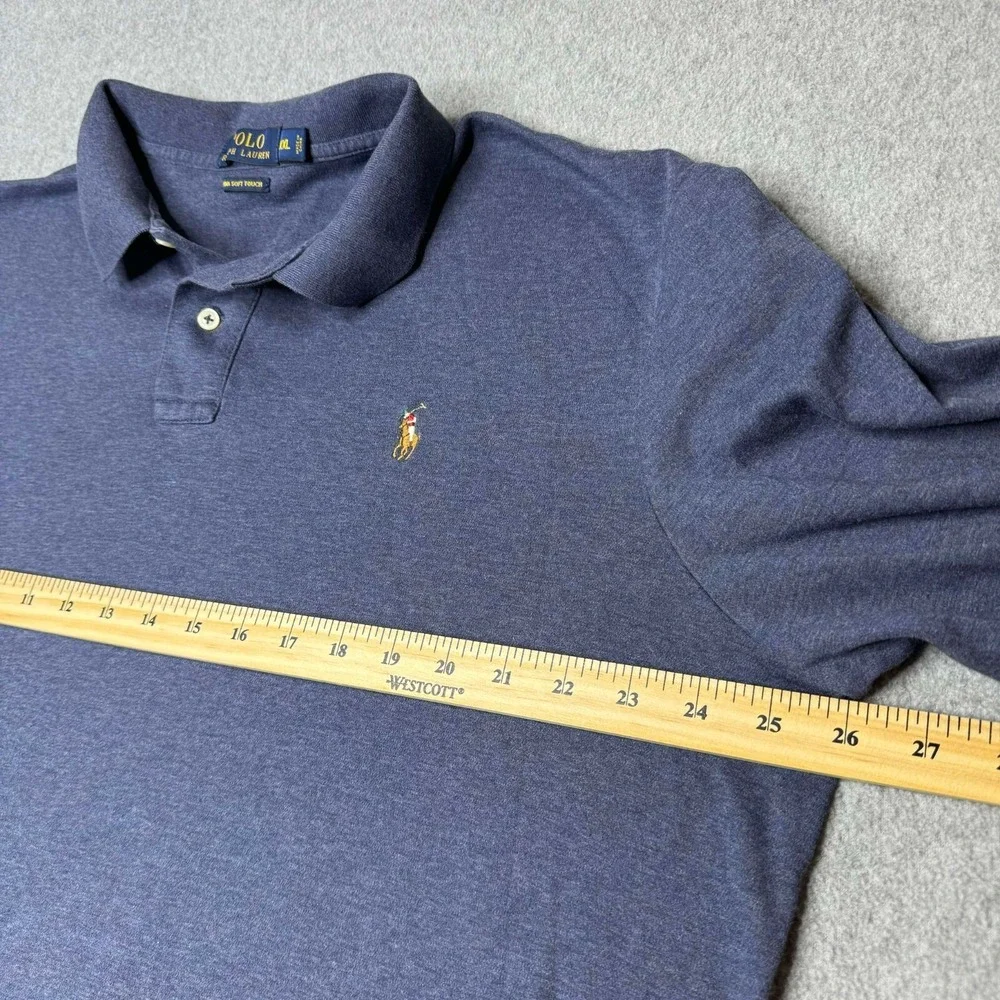 Polo Ralph Lauren‎ Mens Classic Soft Touch Long Sleeve Polo Shirt Blue Size XXL